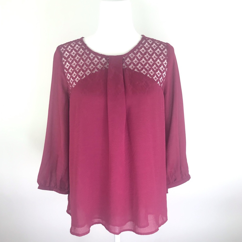 Skies are Blue Stitch Fix Maroon L Blouse NWT